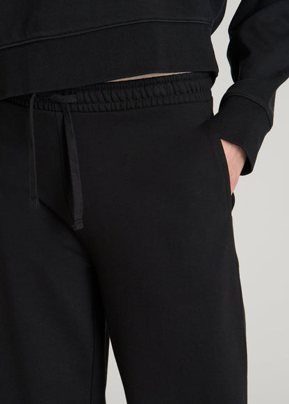 American Tall Women Everyday Terry Midrise Wide Leg Pants for Tall Women in Black
