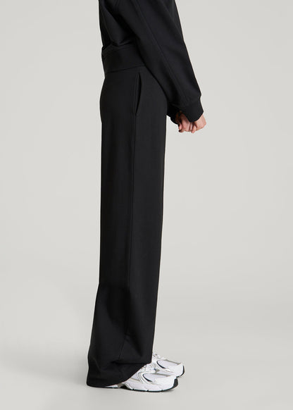 American Tall Women Everyday Terry Midrise Wide Leg Pants for Tall Women in Black
