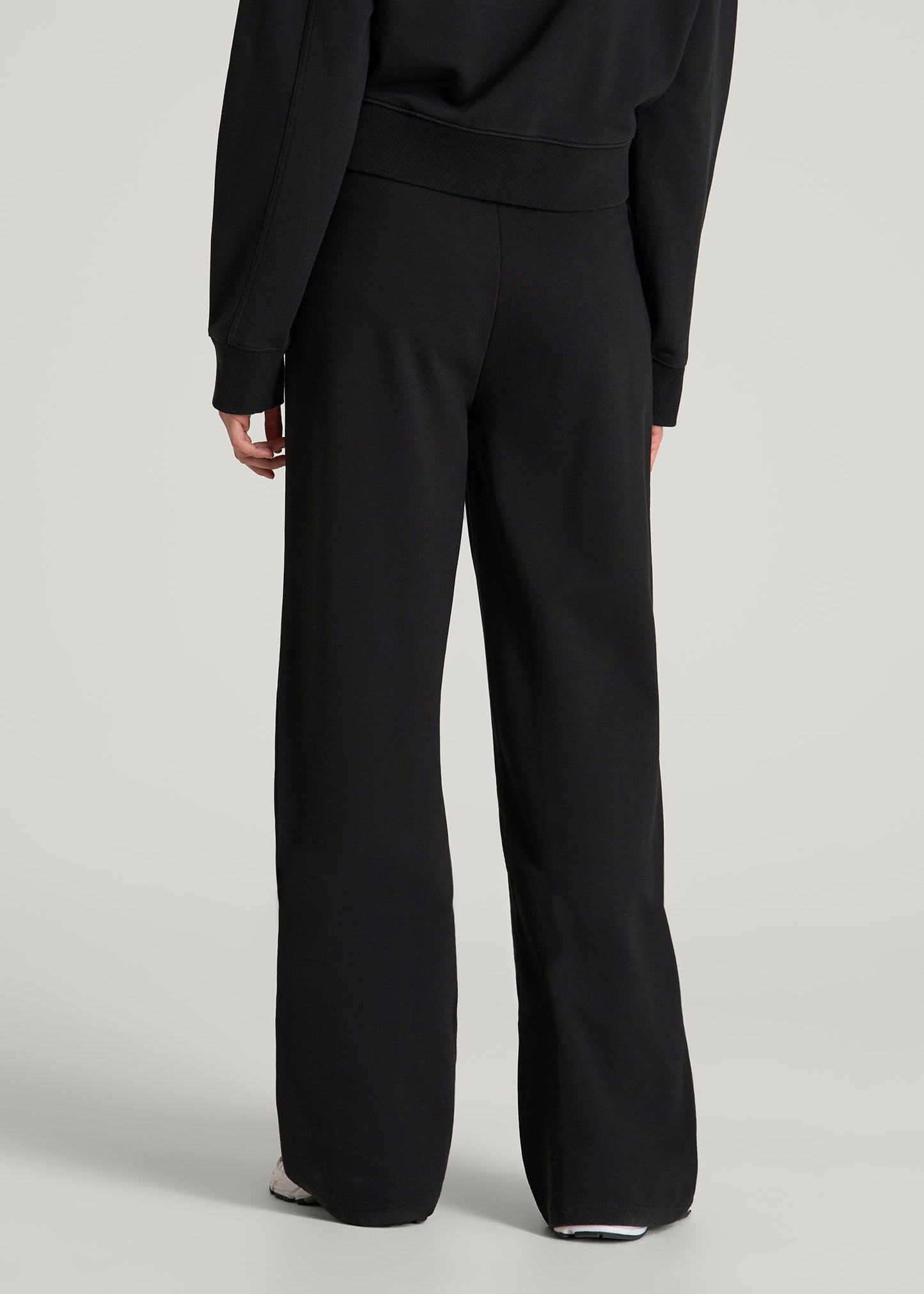 American Tall Women Everyday Terry Midrise Wide Leg Pants for Tall Women in Black