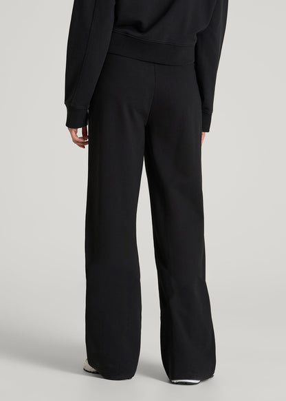 American Tall Women Everyday Terry Midrise Wide Leg Pants for Tall Women in Black