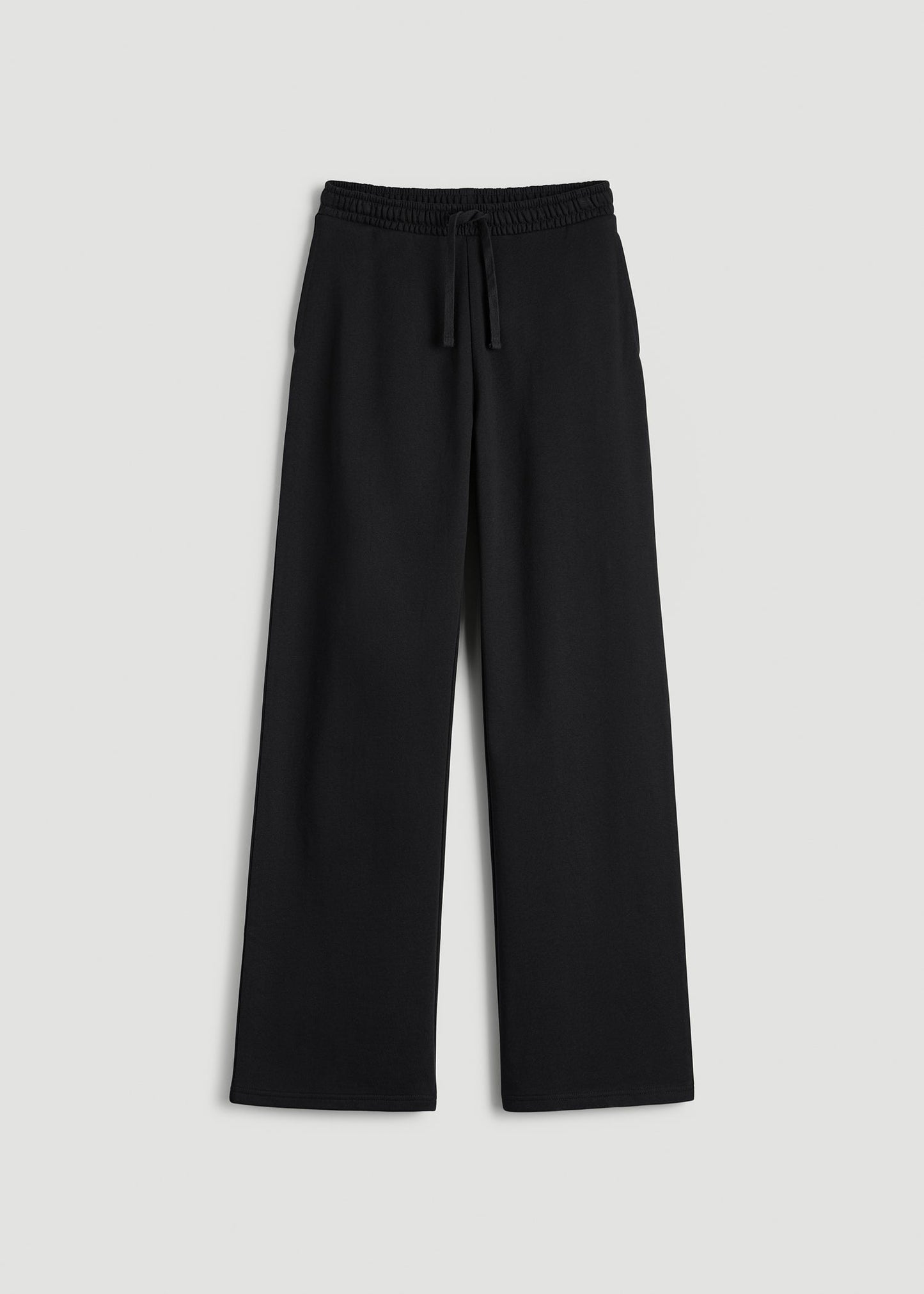 American Tall Women Everyday Terry Midrise Wide Leg Pants for Tall Women in Black