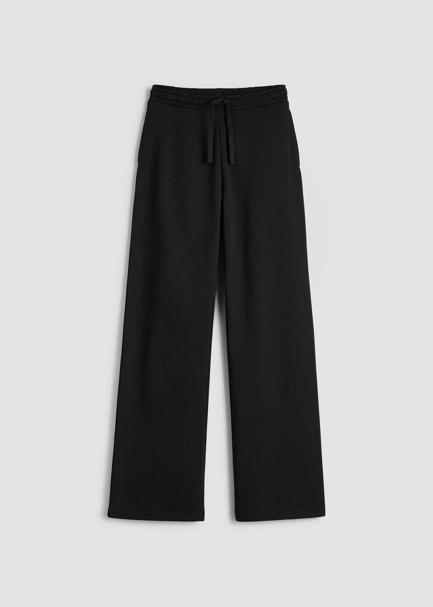 American Tall Women Everyday Terry Midrise Wide Leg Pants for Tall Women in Black