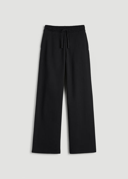 American Tall Women Everyday Terry Midrise Wide Leg Pants for Tall Women in Black