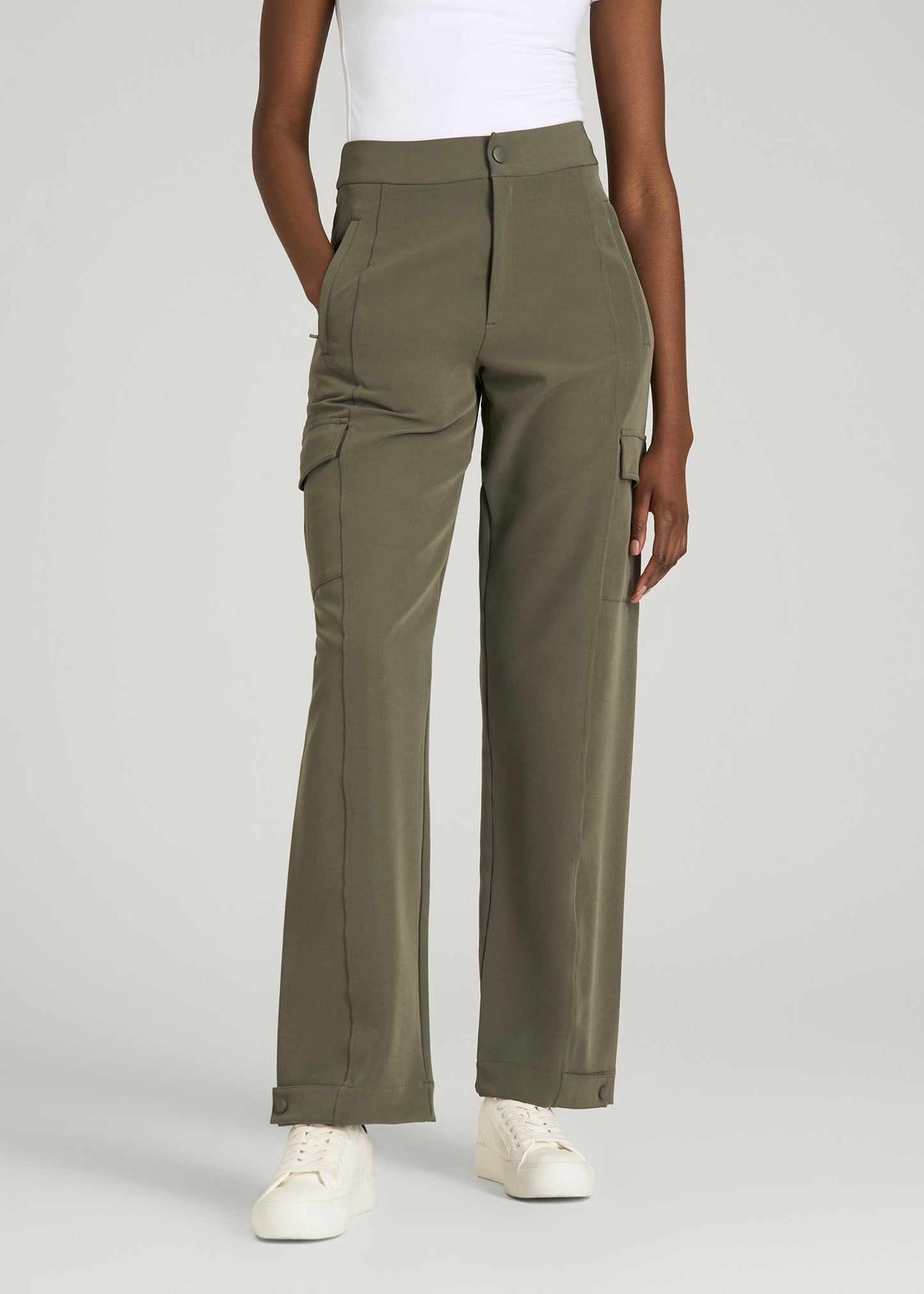 American Tall Women Traveler Cargo Pant for Tall Women in Olive