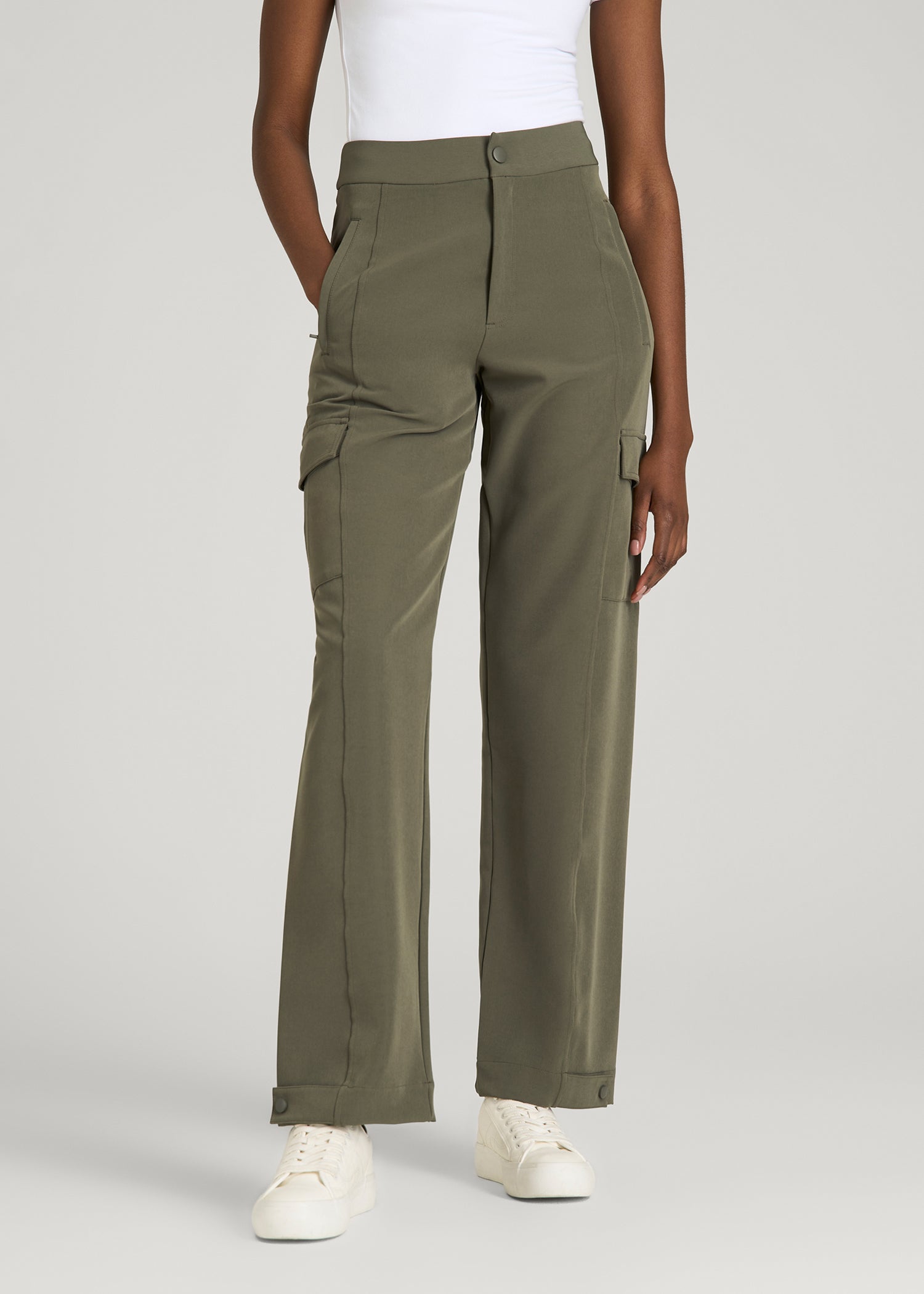 American Tall Women Traveler Cargo Pant for Tall Women in Olive