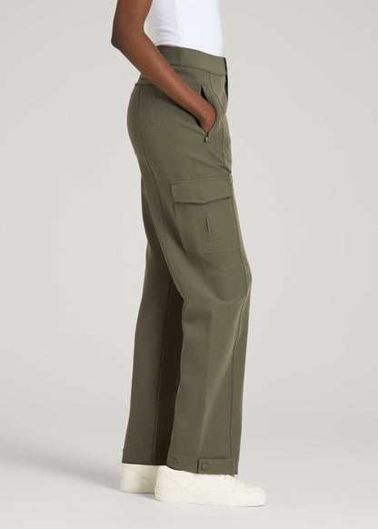 American Tall Women Traveler Cargo Pant for Tall Women in Olive