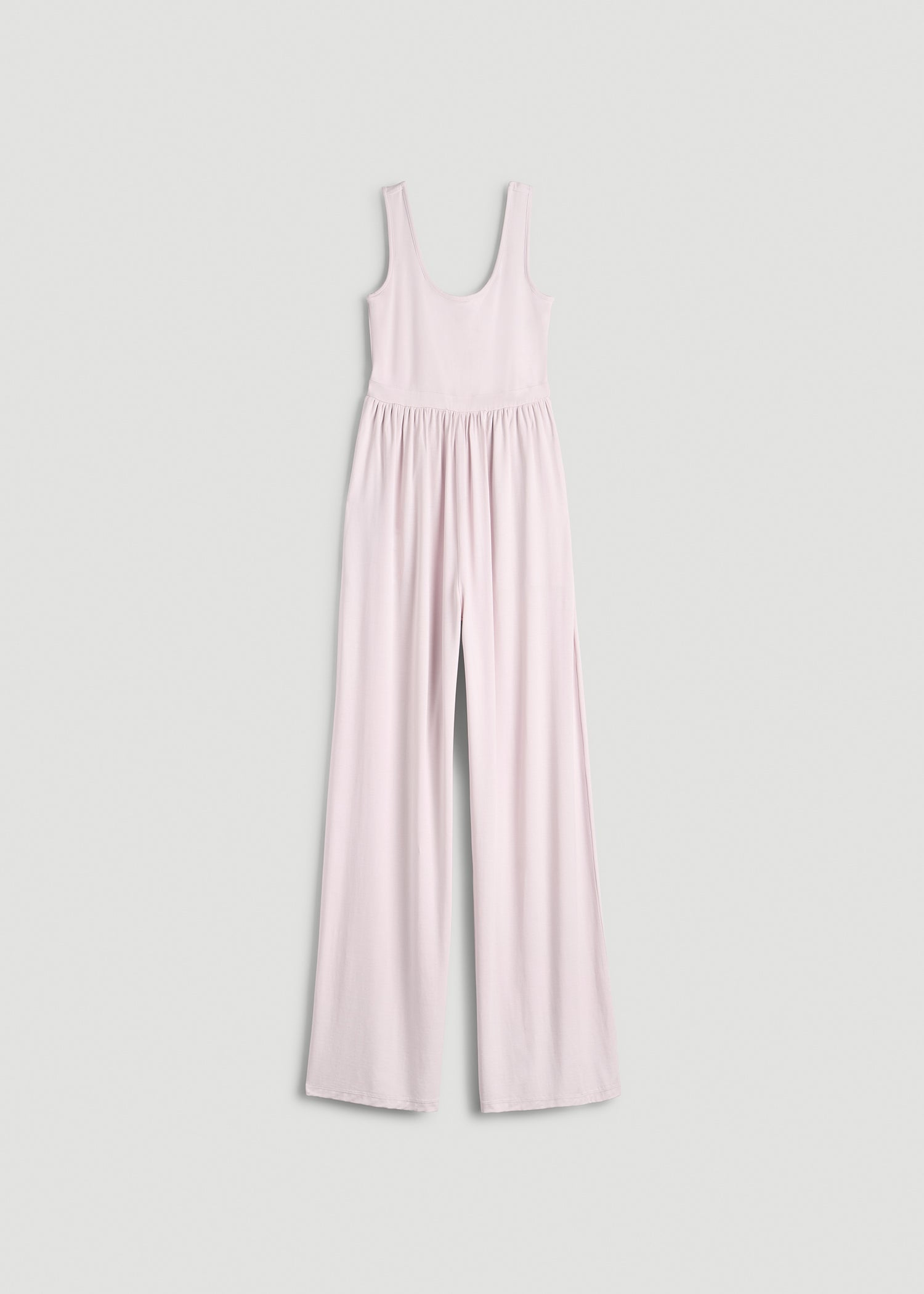 American Tall Women Jersey Tank wide leg jumpsuit with pockets for Tall Women in Grey Lilac