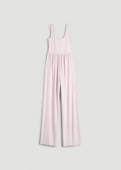 American Tall Women Jersey Tank wide leg jumpsuit with pockets for Tall Women in Grey Lilac