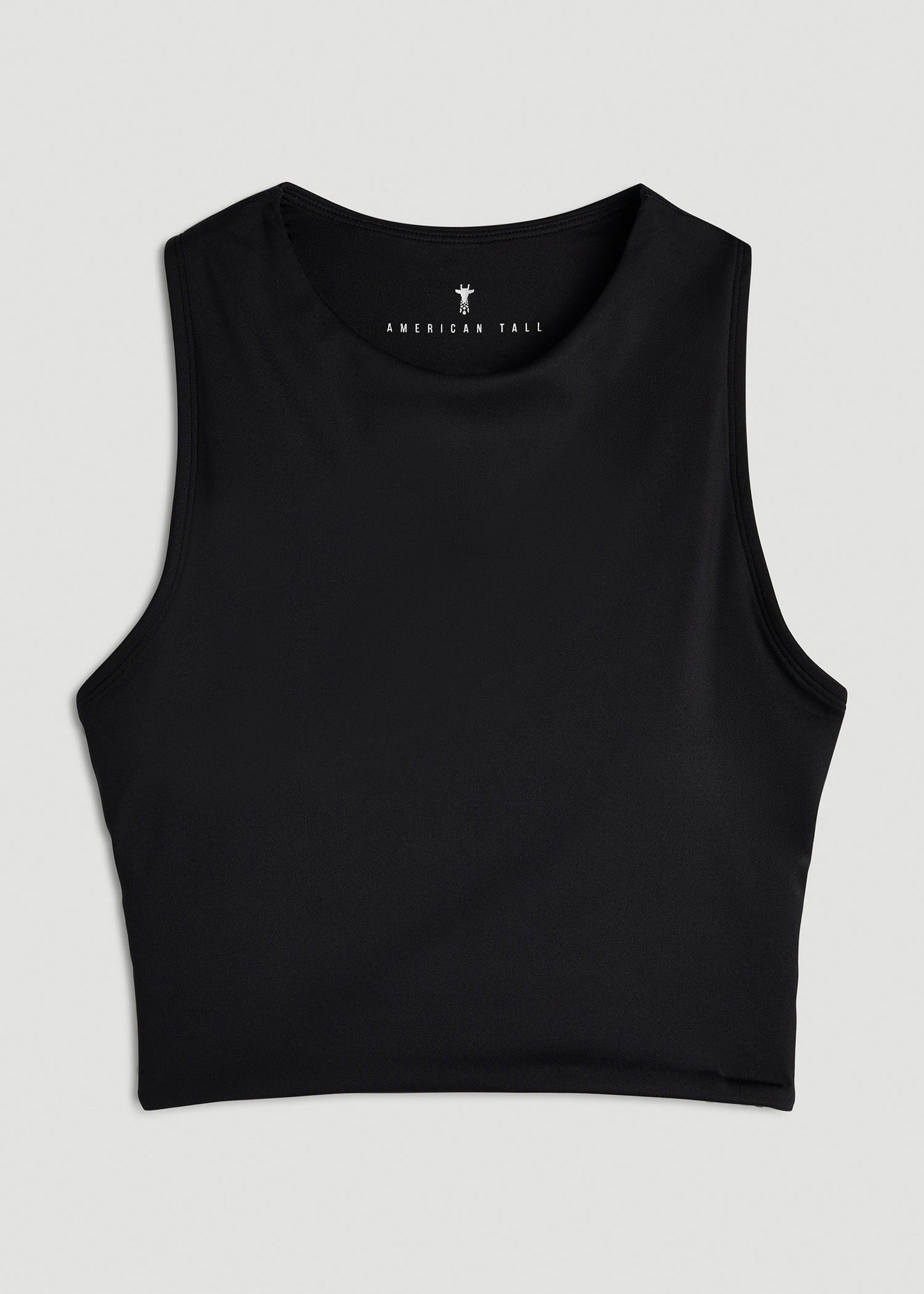 American Tall Women Cropped Swim Tank for Tall Women in Deep Black
