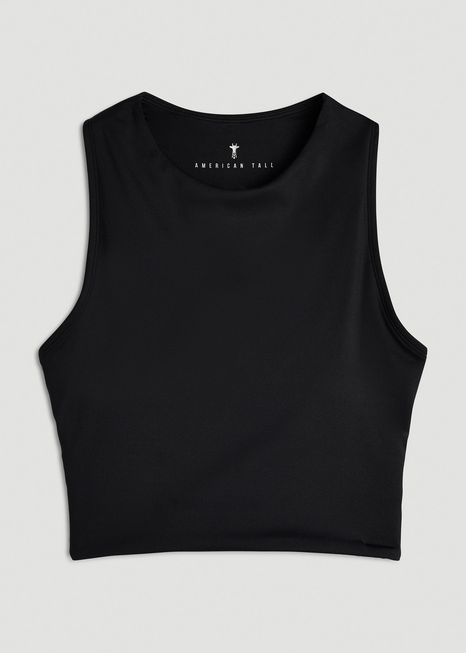 American Tall Women Cropped Swim Tank for Tall Women in Deep Black