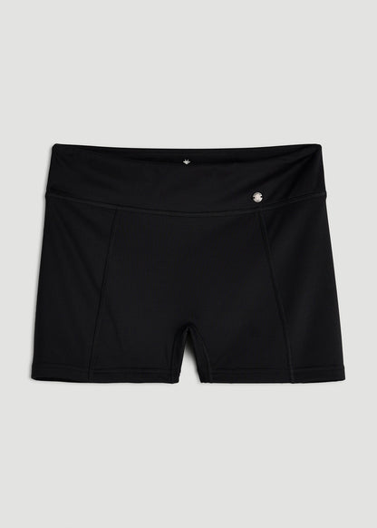 American Tall Women Fitted Hybrid Shorts for Tall Women in Deep Black