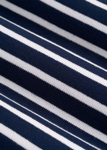 American Tall Women Cropped Knit Tee for Tall Women in Bold Navy Stripe