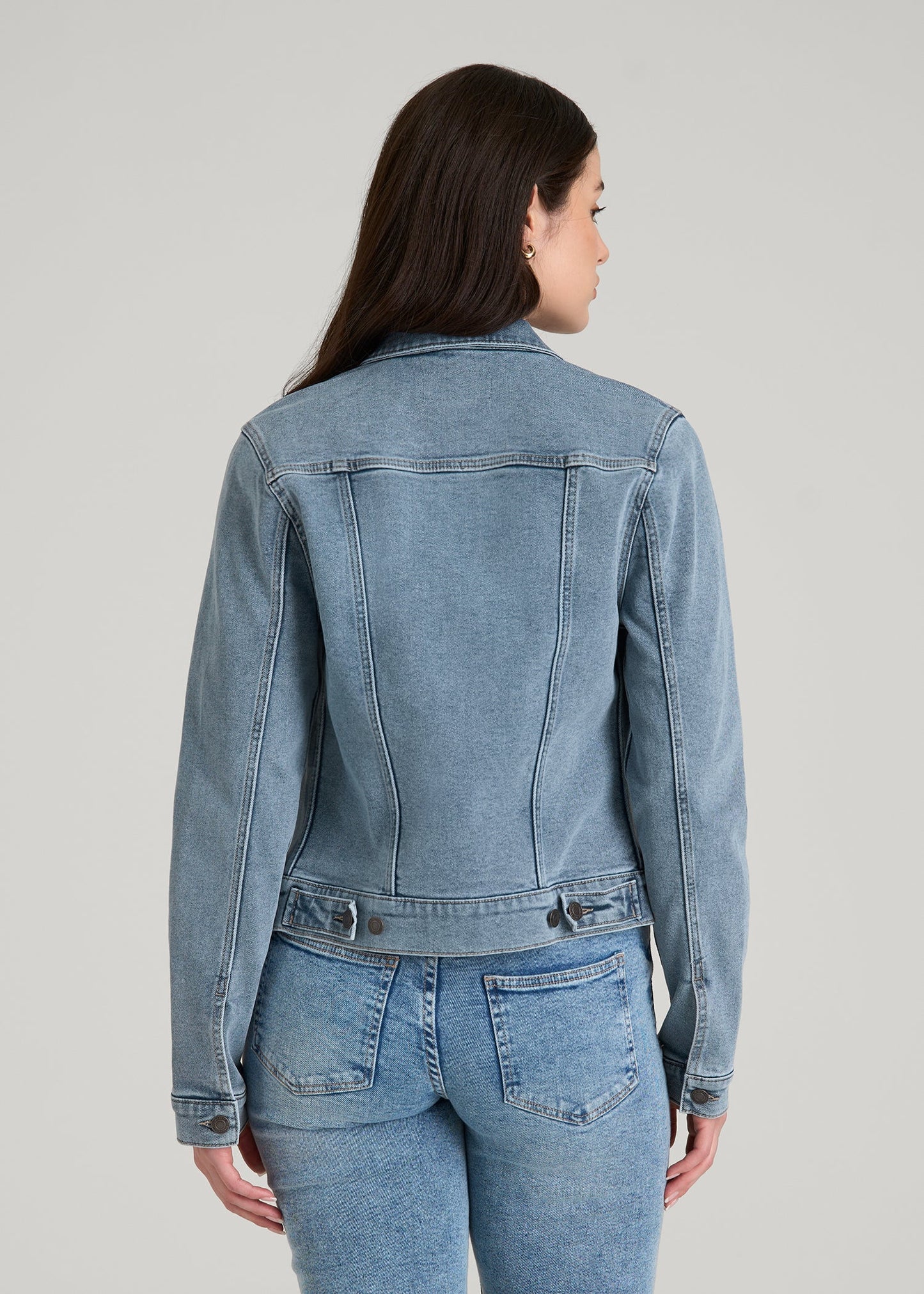American Tall Women Classic Denim Jacket for Tall Women in Perfect Blue