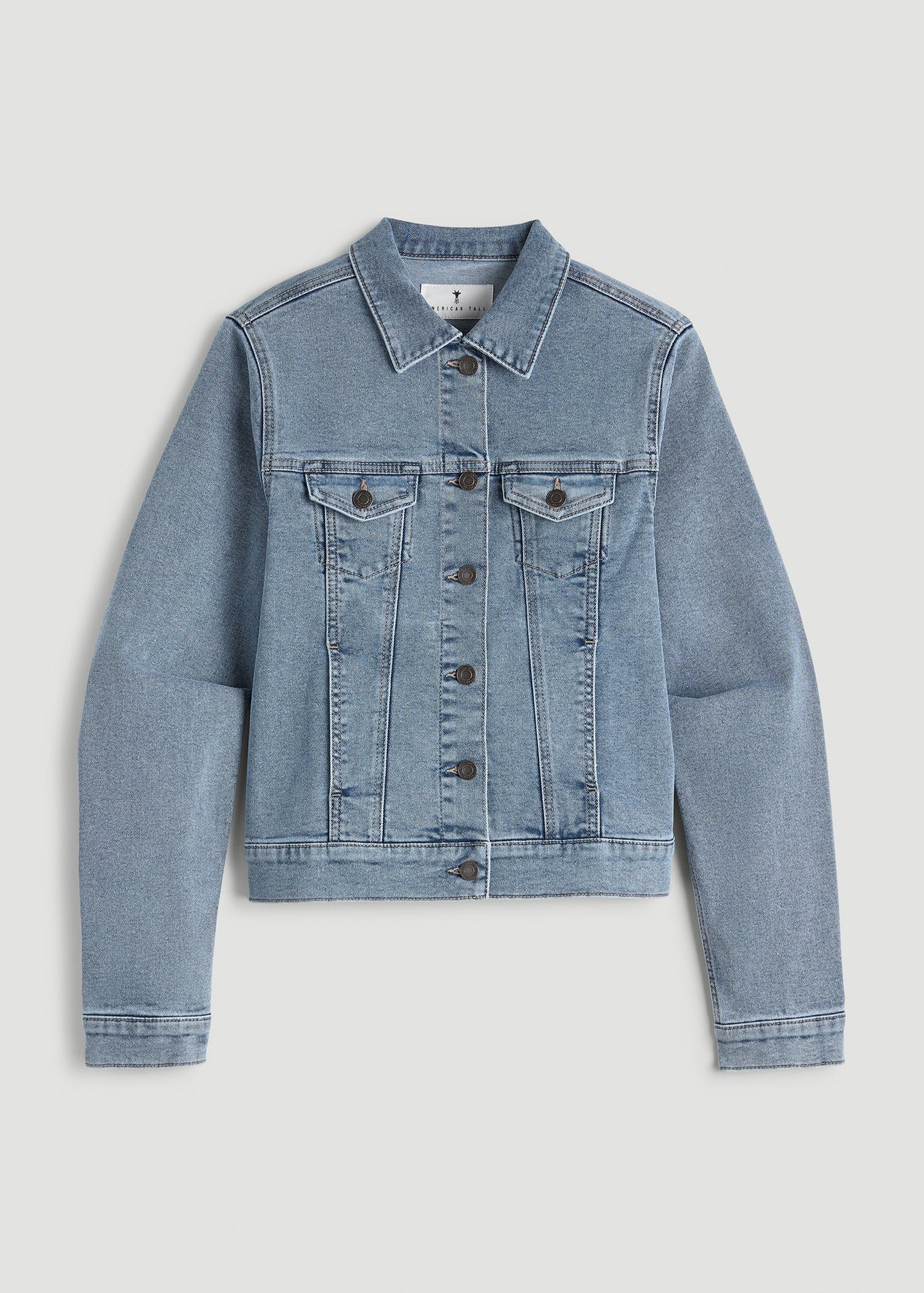 American Tall Women Classic Denim Jacket for Tall Women in Perfect Blue
