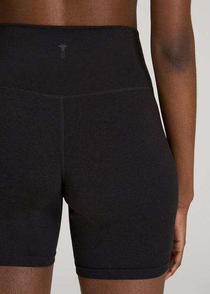 American Tall Women Ultra Soft High Rise Bike Shorts for Tall Women in Black Mix