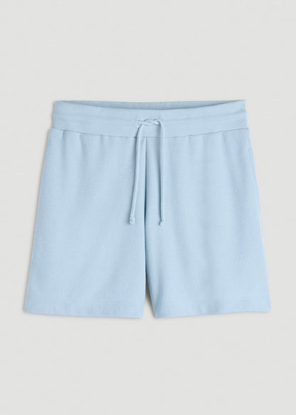 American Tall Women Waffle Sleep Shorts for Tall Women in Ice Blue