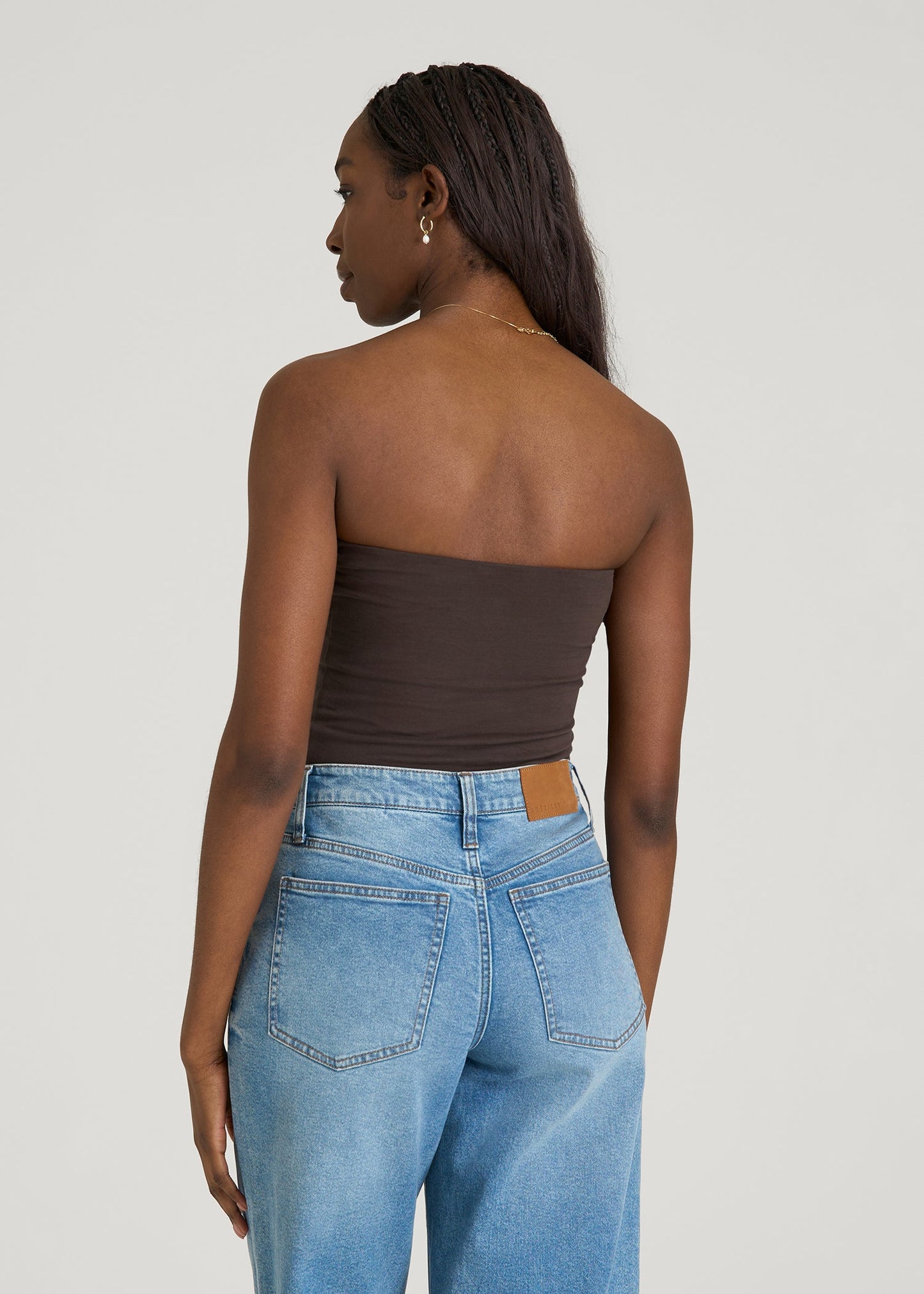 American Tall Women Cotton Blend Tube Top for Tall Women in Espresso
