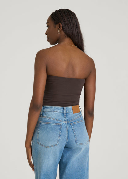 American Tall Women Cotton Blend Tube Top for Tall Women in Espresso
