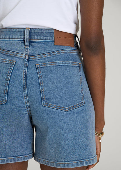 American Tall Women Stretch Denim Shorts for Tall Women in Perfect Blue