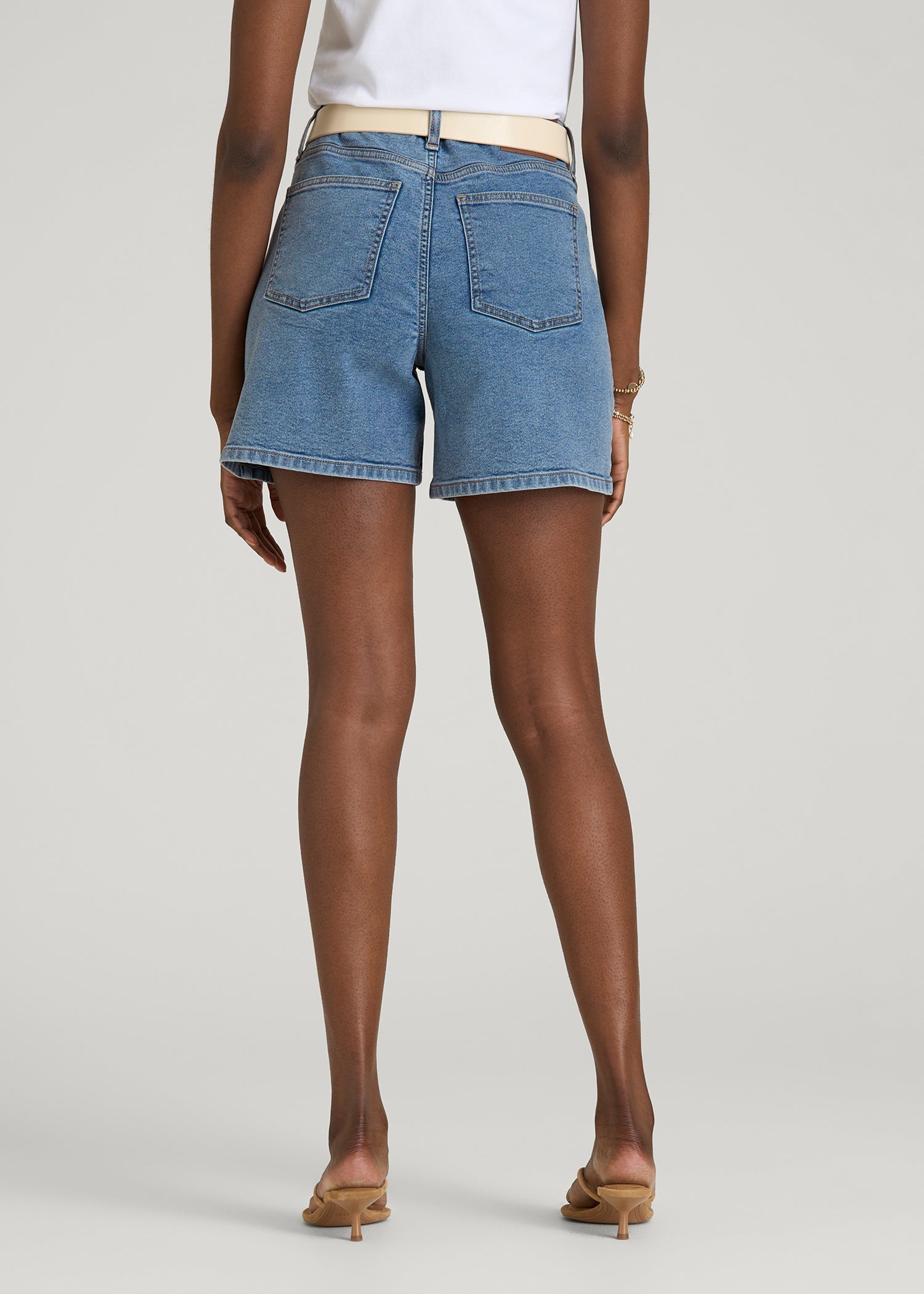 American Tall Women Stretch Denim Shorts for Tall Women in Perfect Blue