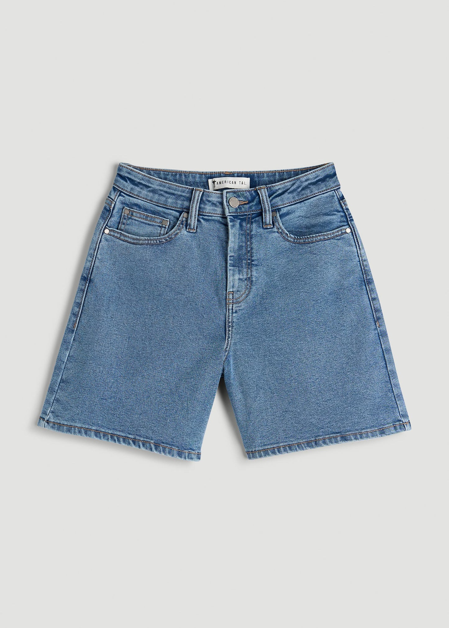 American Tall Women Stretch Denim Shorts for Tall Women in Perfect Blue