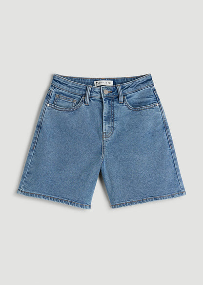 American Tall Women Stretch Denim Shorts for Tall Women in Perfect Blue