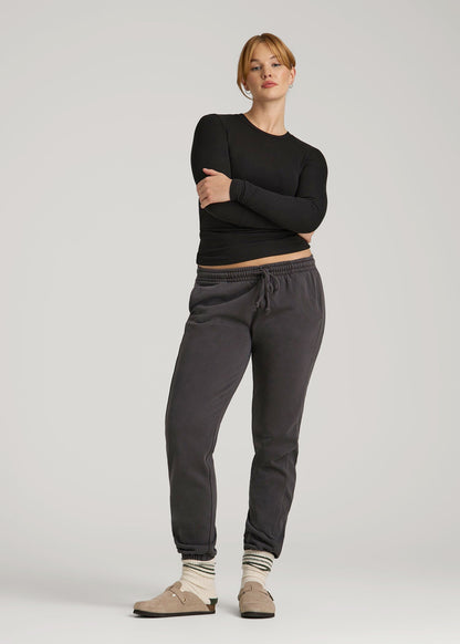 American Tall Women FITTED Ribbed Long Sleeve Tee for Tall Women in Black