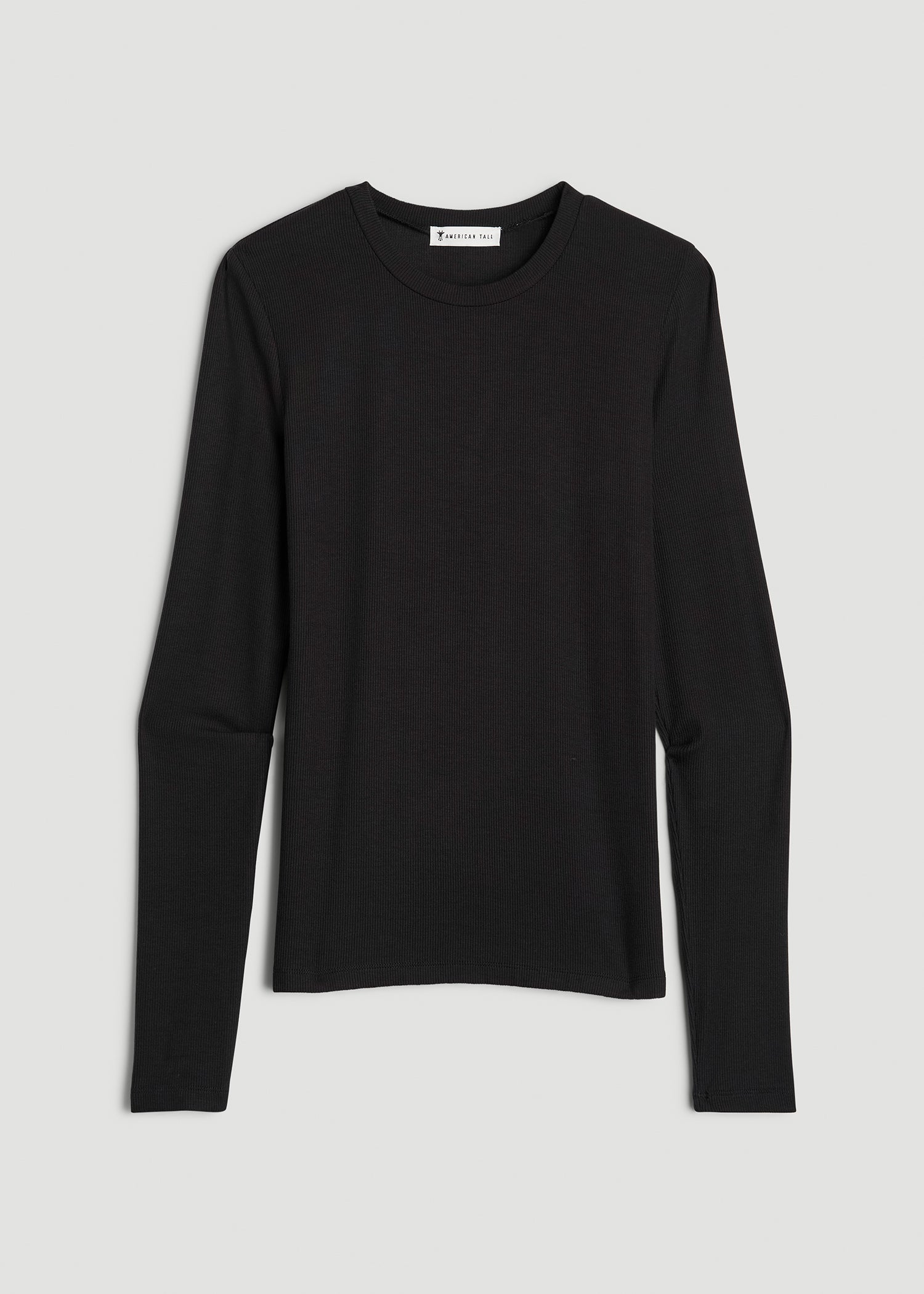 American Tall Women FITTED Ribbed Long Sleeve Tee for Tall Women in Black