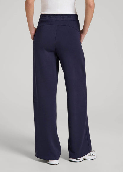 American Tall Women Pull-On Tie Waist Wide Leg Pants for Tall Women in Navy
