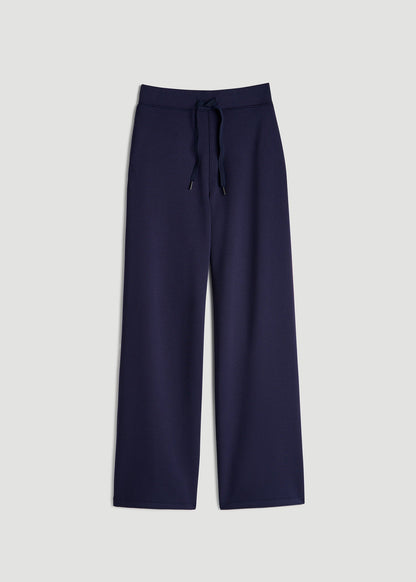American Tall Women Pull-On Tie Waist Wide Leg Pants for Tall Women in Navy