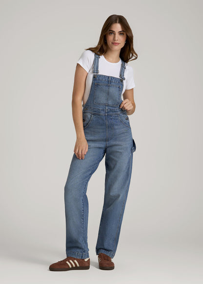 American Tall Women Denim Overalls for Tall Women in Malibu Blue