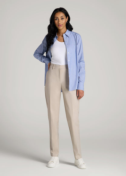 American Tall Women Flat Front Tapered Dress Pants for Tall Women in Stone
