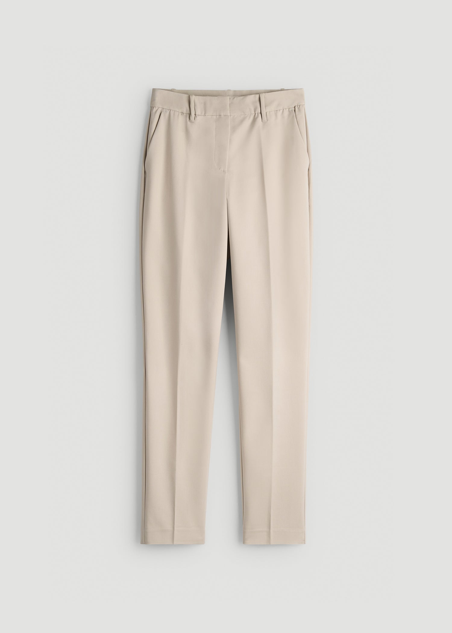American Tall Women Flat Front Tapered Dress Pants for Tall Women in Stone