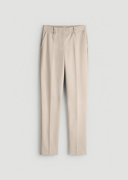 American Tall Women Flat Front Tapered Dress Pants for Tall Women in Stone