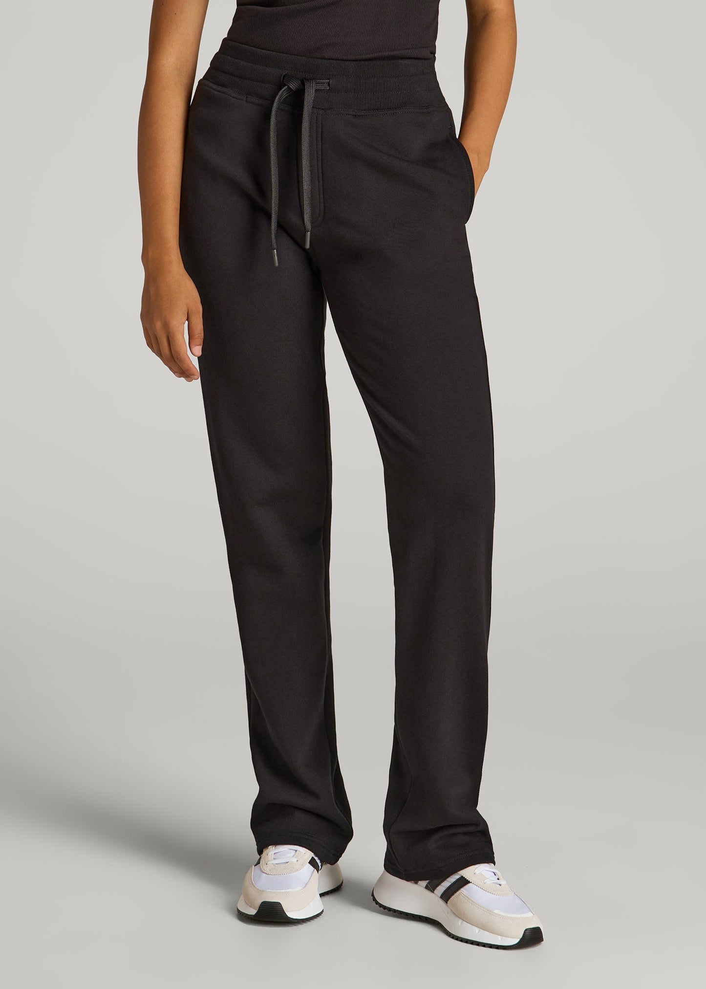 American Tall Women Wearever Fleece Open-Bottom Sweatpants for Tall Women in Black