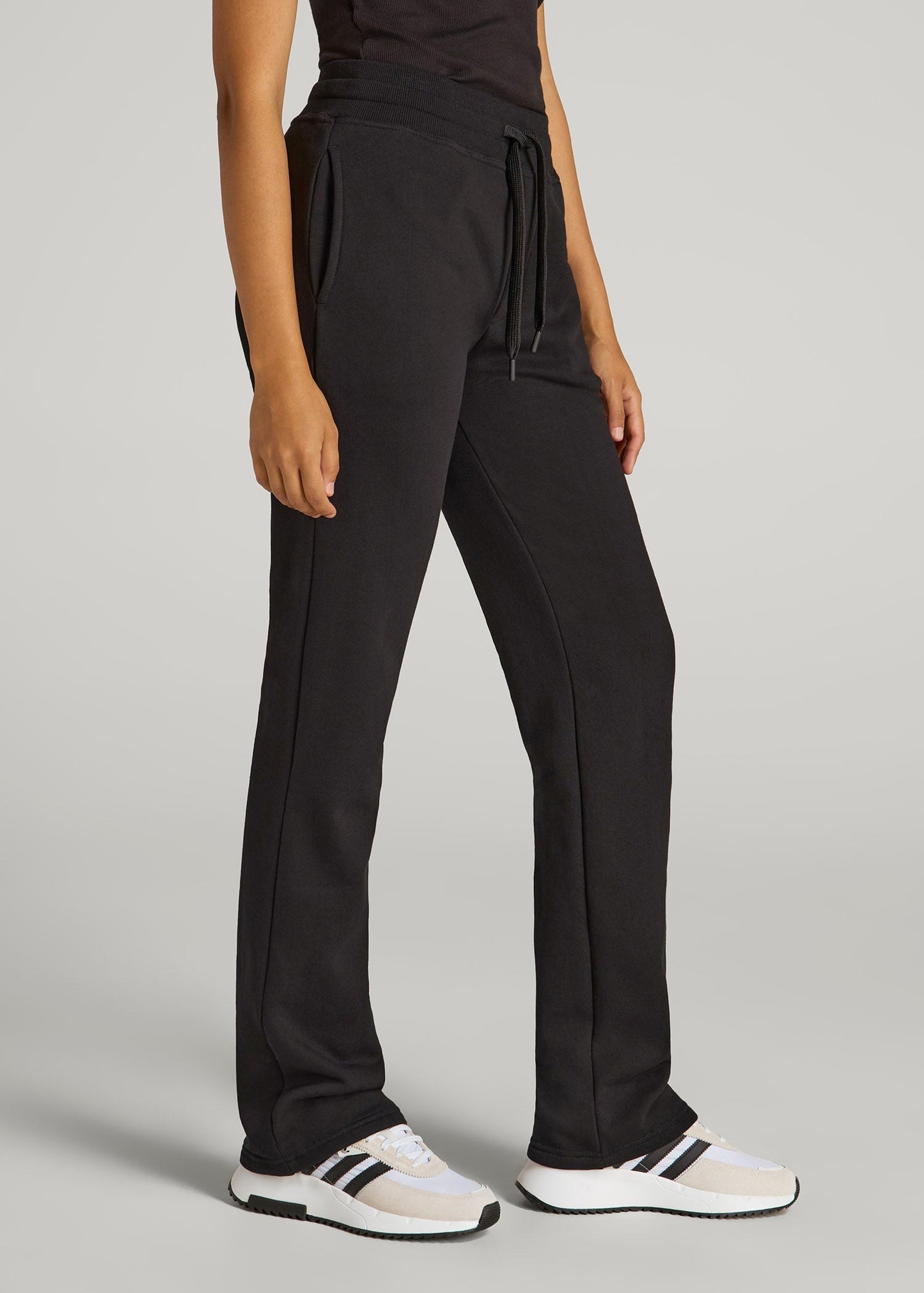 American Tall Women Wearever Fleece Open-Bottom Sweatpants for Tall Women in Black