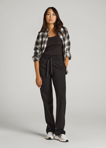 American Tall Women Wearever Fleece Open-Bottom Sweatpants for Tall Women in Black
