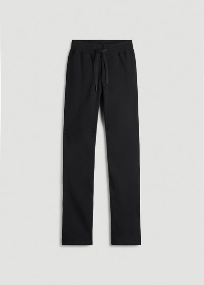 American Tall Women Wearever Fleece Open-Bottom Sweatpants for Tall Women in Black