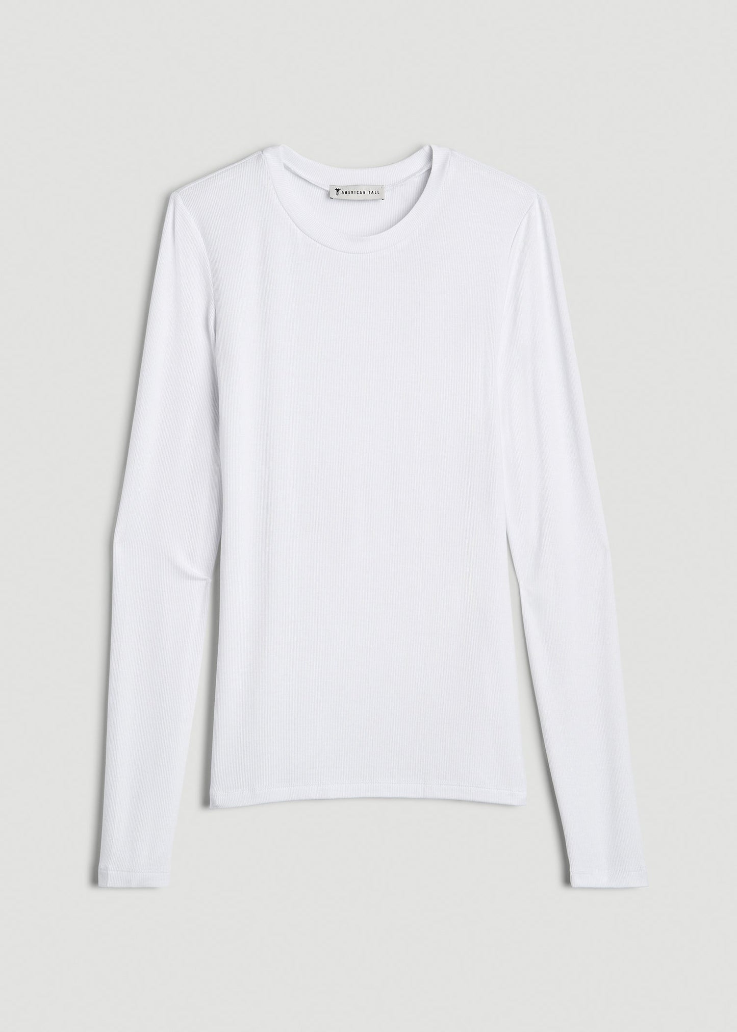 American Tall Women FITTED Ribbed Long Sleeve Tee for Tall Women in White