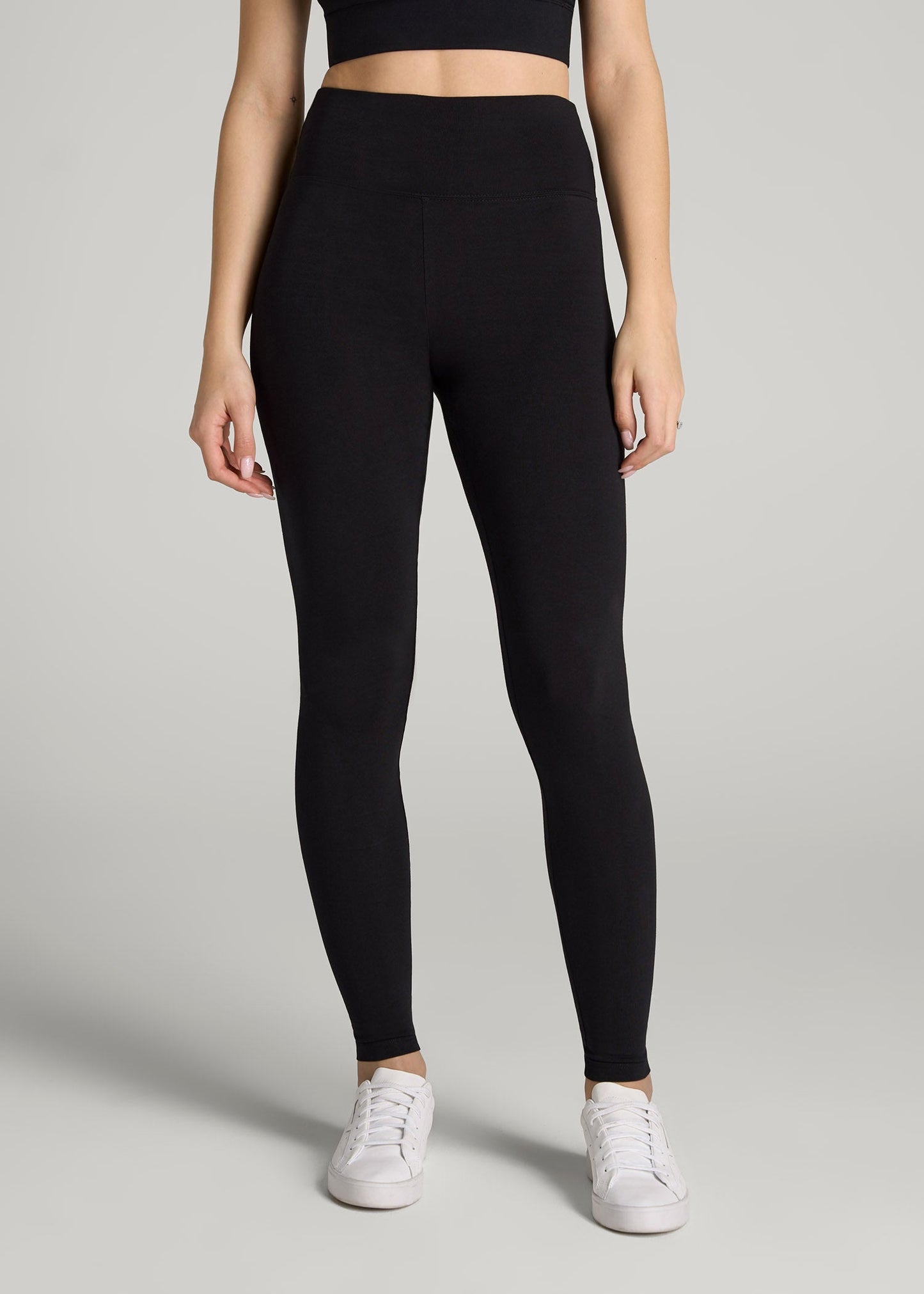 American Tall Women Cotton Leggings for Tall Women in Black