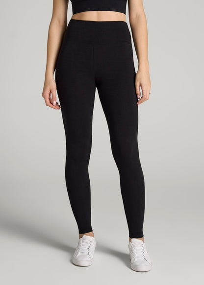 American Tall Women Cotton Leggings for Tall Women in Black