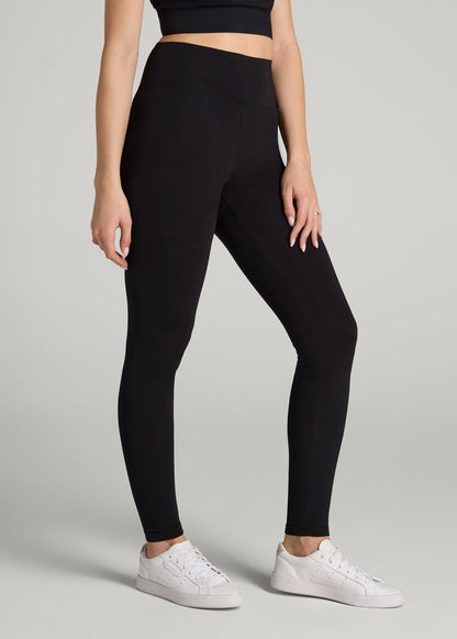 American Tall Women Cotton Leggings for Tall Women in Black