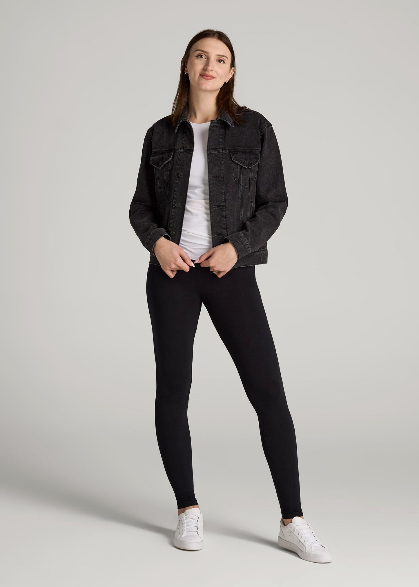 American Tall Women Cotton Leggings for Tall Women in Black