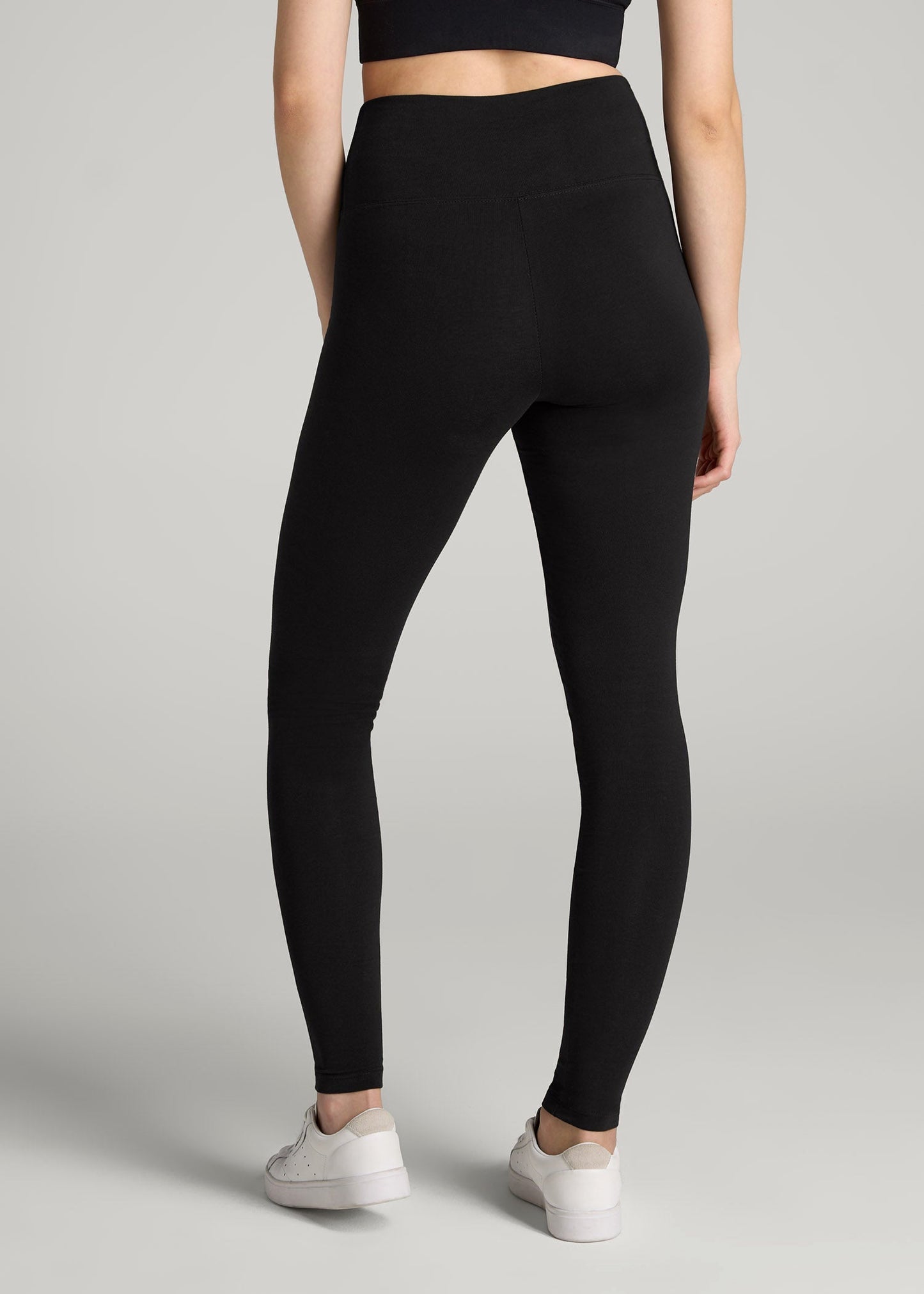 American Tall Women Cotton Leggings for Tall Women in Black
