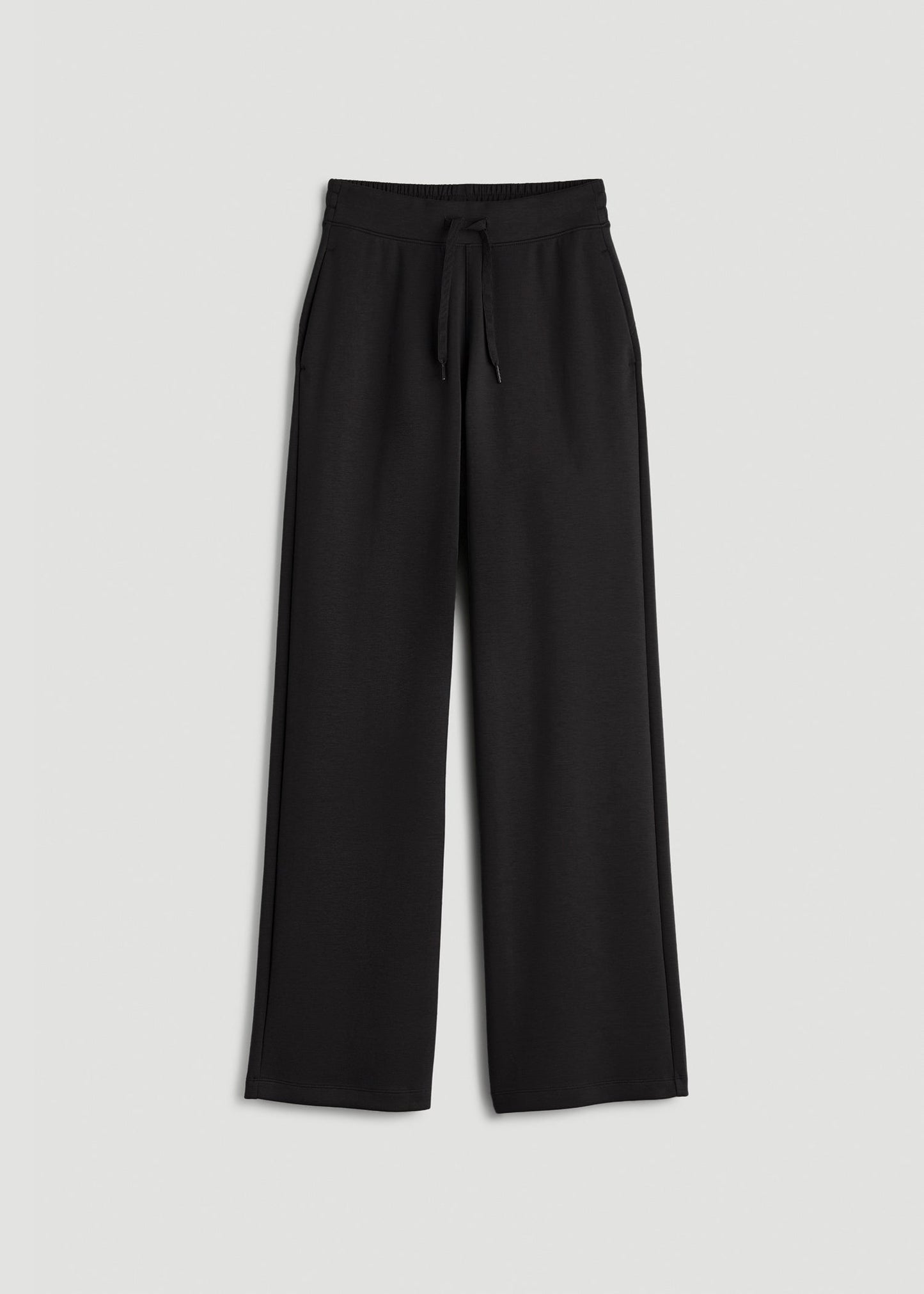 American Tall Women Pull-On Tie Waist Wide Leg Pants for Tall Women in Black