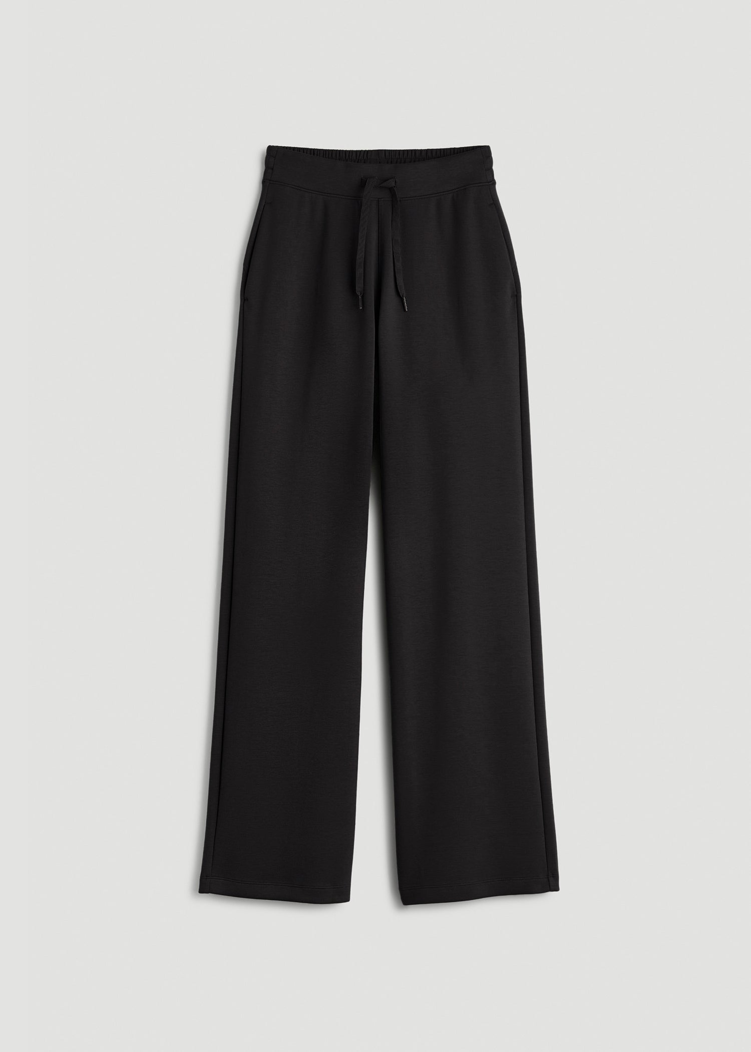 American Tall Women Pull-On Tie Waist Wide Leg Pants for Tall Women in Black