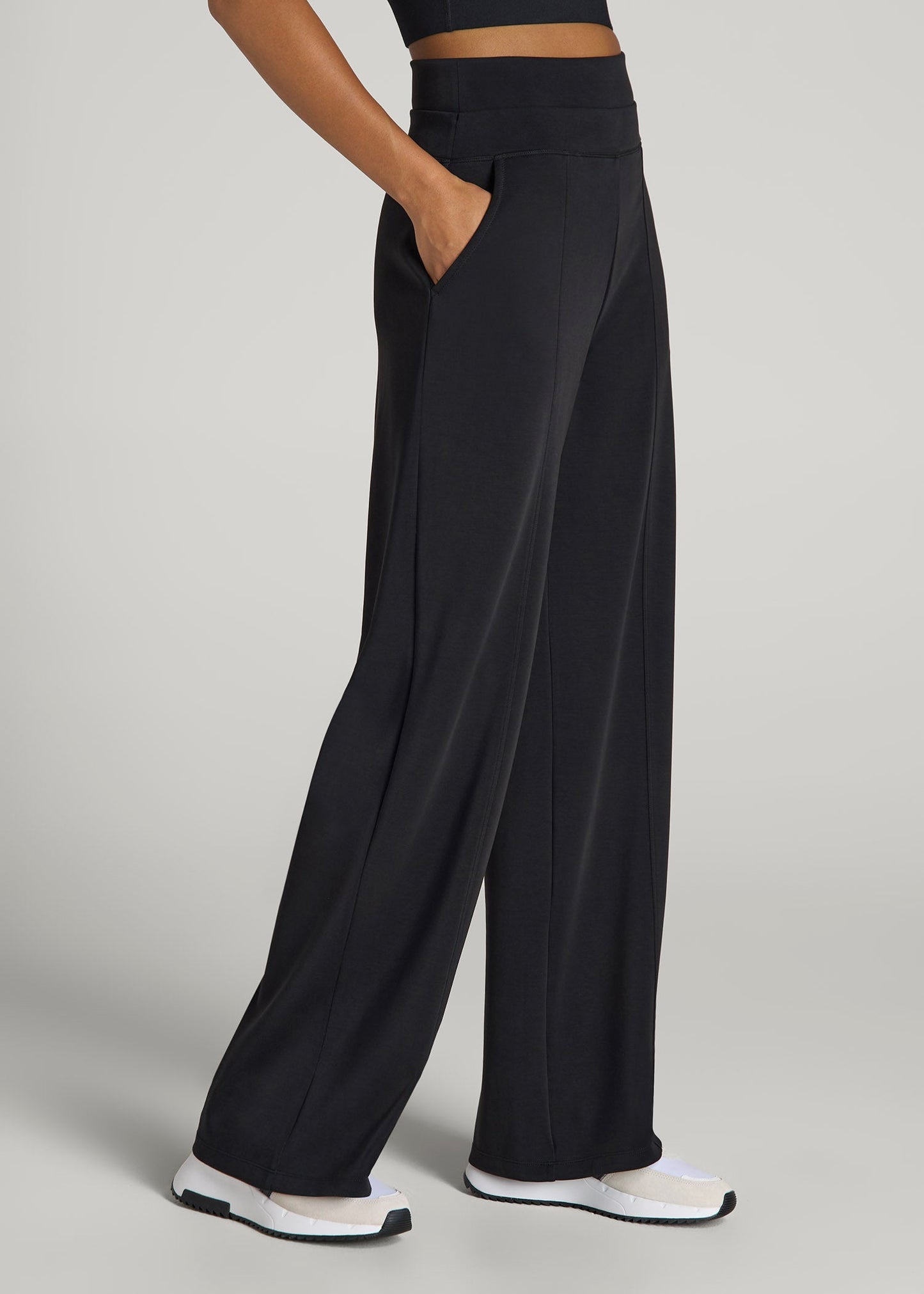 American Tall Women Soft Motion Wide Leg Ultra High Rise Pant for Tall Women in Black