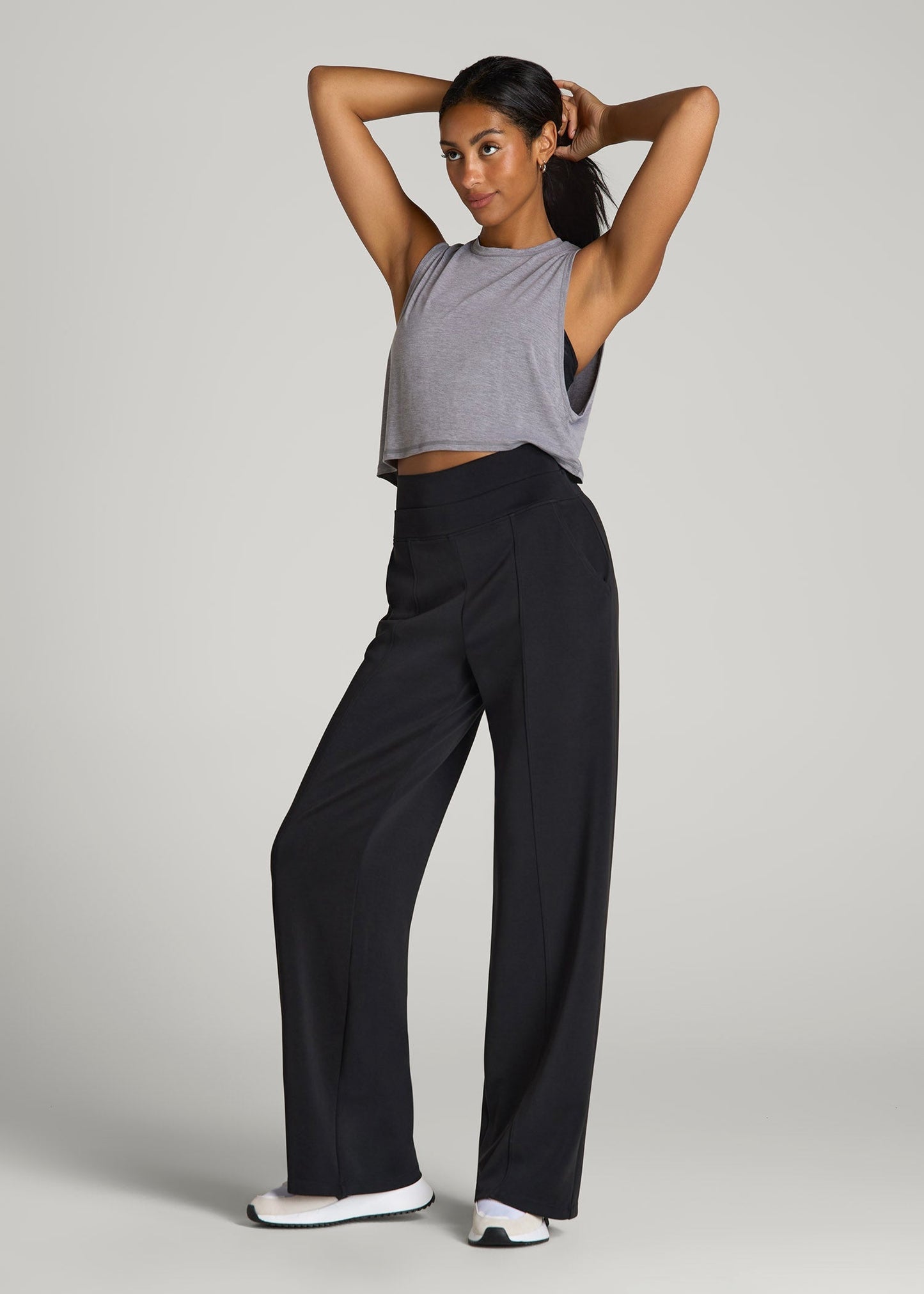 American Tall Women Soft Motion Wide Leg Ultra High Rise Pant for Tall Women in Black