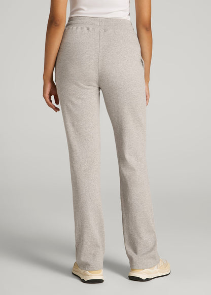 American Tall Women Wearever Fleece Open-Bottom Sweatpants for Tall Women in Grey Mix