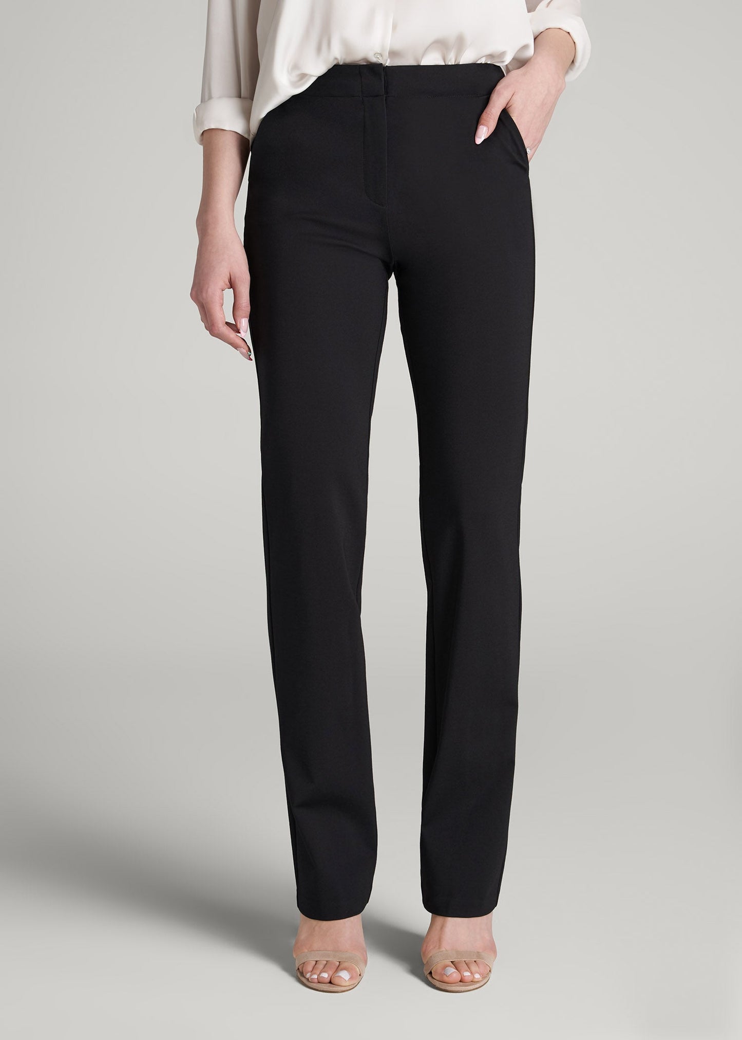 American Tall Women Freedom Flex Slim Straight Leg Dress Pants for Tall Women in Black